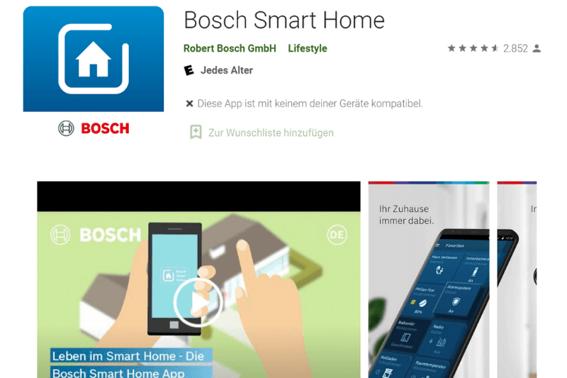 Bosch Smart Home App im Google Playstore